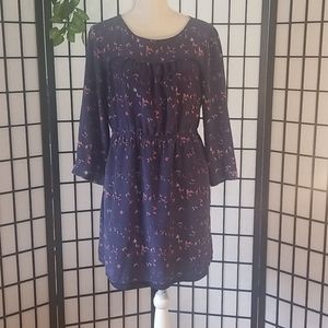 Madewell Blue w/ Bird Print Silk Dress - Size 8